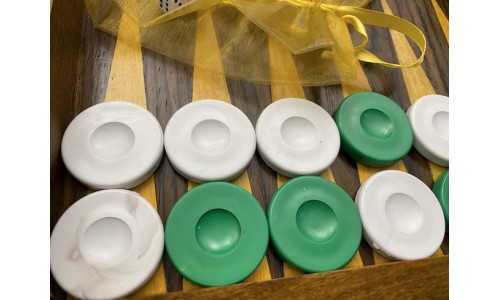 Πούλια τάβλι απλά πλαστικά (άσπρα - πράσινα)